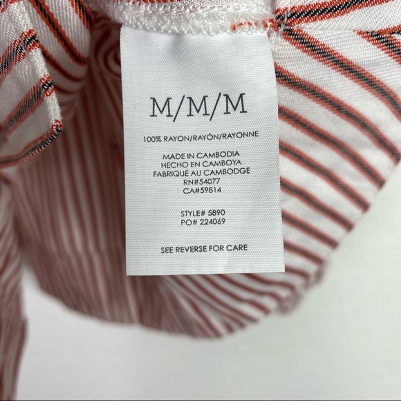 CAbi Carnival Red & White Striped Puff Sleeve Top Style 5890 - Picture 6 of 7